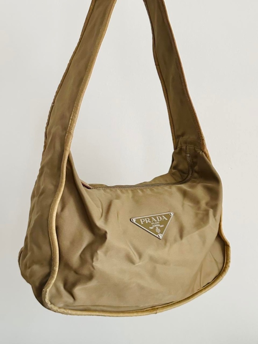 Vintage Prada shoulder bag 90s olive green nylon Tessuto authentic